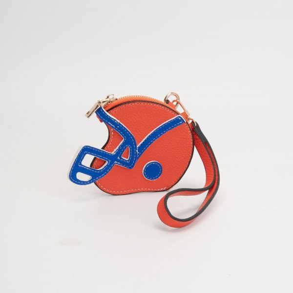 Vegan Leather Football Helmet Mini Pouch Wristlet 

- Approximately 4" L