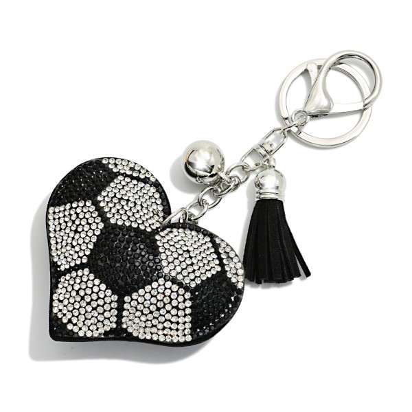 Rhinestone Studded Puffy Sports Ball Heart Keyring With Tassel

- Approximately 6" L

