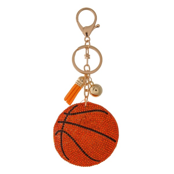 Wholesale rhinestone Studded Puffer Sports Ball Keyring Tassel L