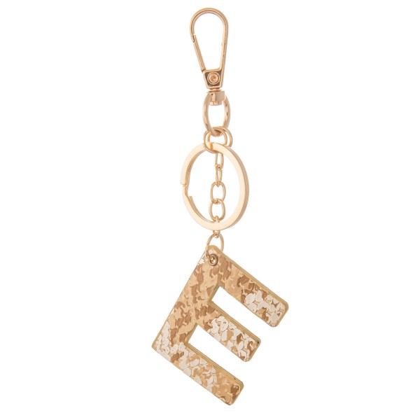 Wholesale brown Metallic Faux Leather Snakeskin Initial KeyChain Initial L