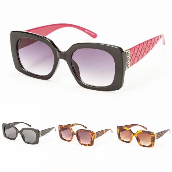 Wholesale retro Square Sunglasses Gold Detail Quilted Legs Assorted Colors UVA U