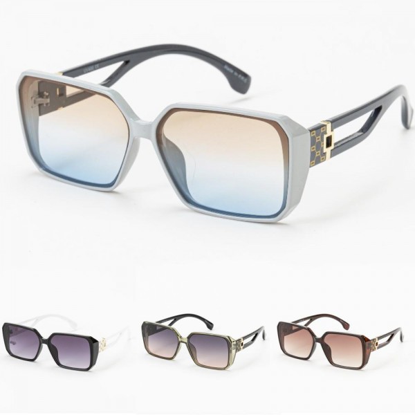 Wholesale rectangular Sunglasses Gold Detail Hollow Legs Assorted Colors UVA UVB