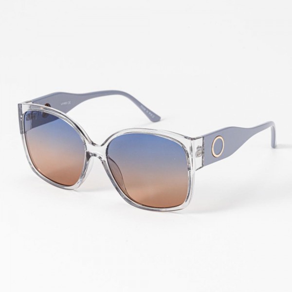 Oversize Rounded Square Sunglasses With Gradient Lens & Gold Circle Detail - Assorted Colors - UVA - UVB 400 Protection - Anti- Scratch Lenses Material: - Face: Plastic - Legs: Plastic view 5