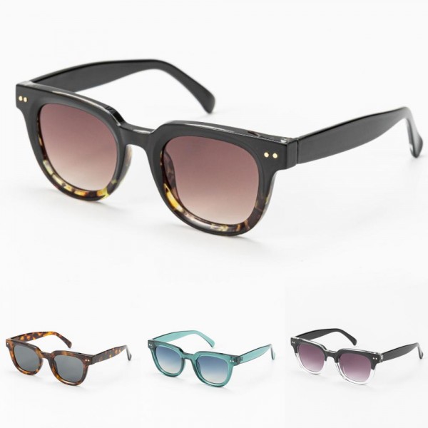 Wholesale retro Rounded Square Sunglasses Assorted Colors UVA UVB Protection Ant