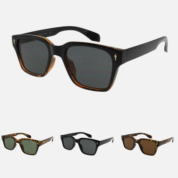 Square Sunglasses (12-Pack)

- Frame Material: Plastic
- Lens Material: Polycarbonate
- Lens Width: 50 mm
- Bridge Width: 21 mm
- Temple Length: 143 mm
- UV400 Sun Protection
- One Size Fits Most
- One Dozen Assorted Colors