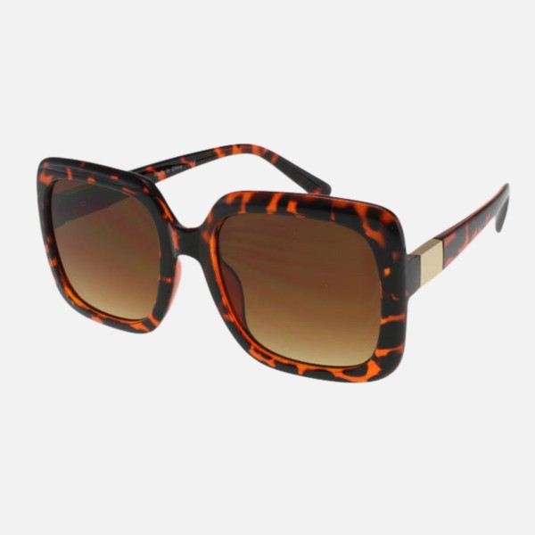 Oversized Square Sunglasses With Metal Temple Detail (12-Pack) - Frame Material: Plastic - Lens Material: Polycarbonate - Lens Width: 53 mm - Bridge Width: 24 mm - Temple Length: 138 mm - UV400 Sun Protection - One Size Fits Most - One Dozen Assorted Colors view 5