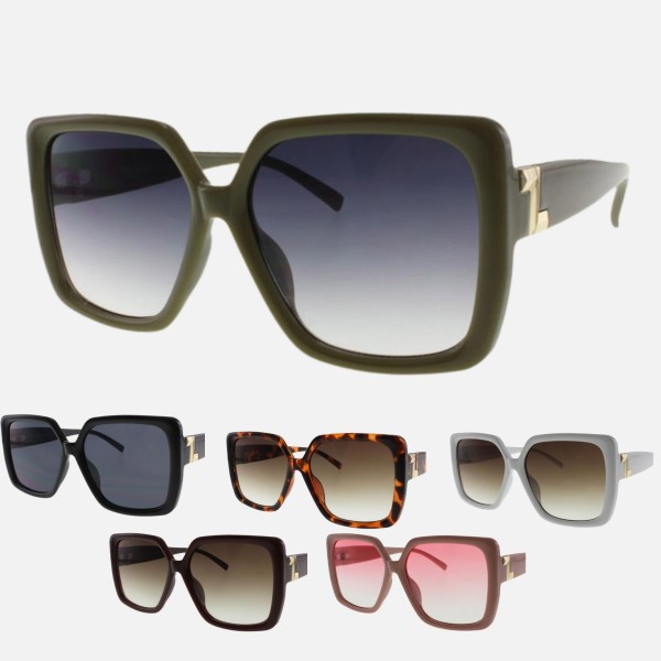 Oversized Square Sunglasses (12-Pack)

- Frame Material: Plastic
- Lens Material: Polycarbonate
- Lens Width: 56 mm
- Bridge Width: 18 mm
- Temple Length: 135 mm
- UV400 Sun Protection
- One Size Fits Most
- One Dozen Assorted Colors
