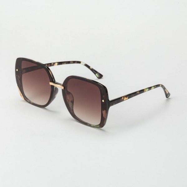 Oversize Square Sunglasses With Metal Tone Details (12-Pack) - Assorted Colors - UVA - UVB 400 Protection - Anti-Scratch Lenses Material: - Face: Plastic - Legs: Plastic view 3