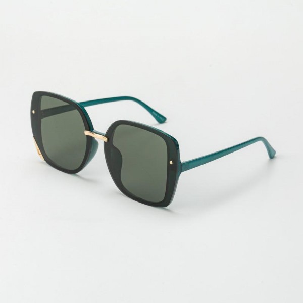 Oversize Square Sunglasses With Metal Tone Details (12-Pack) - Assorted Colors - UVA - UVB 400 Protection - Anti-Scratch Lenses Material: - Face: Plastic - Legs: Plastic view 5