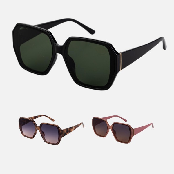 Oversize Rounded Octagon Sunglasses (12-Pack)

- Assorted Colors
- UVA - UVB 400 Protection
- Anti-Scratch Lenses

Material:
- Face: Plastic
- Legs: Plastic