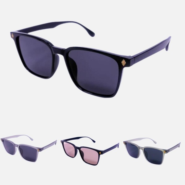 Square Sunglasses (12-Pack)

- Assorted Colors
- UVA - UVB 400 Protection
- Anti-Scratch Lenses

Material:
- Face: Plastic
- Legs: Plastic