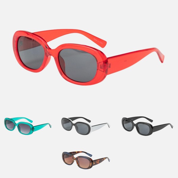 Oval Sunglasses (12-Pack)

- Assorted Colors
- UVA - UVB 400 Protection
- Anti-Scratch Lenses

Material:
- Face: Plastic
- Legs: Plastic