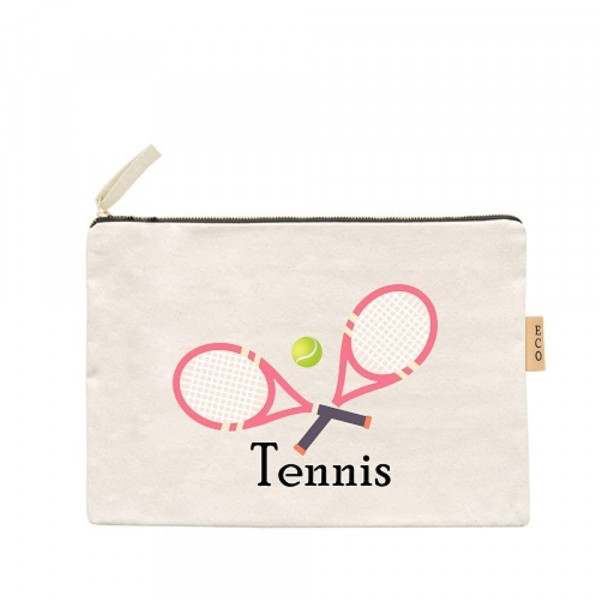 Wholesale tennis canvas travel pouch Open lined inside no pockets Zipper closure