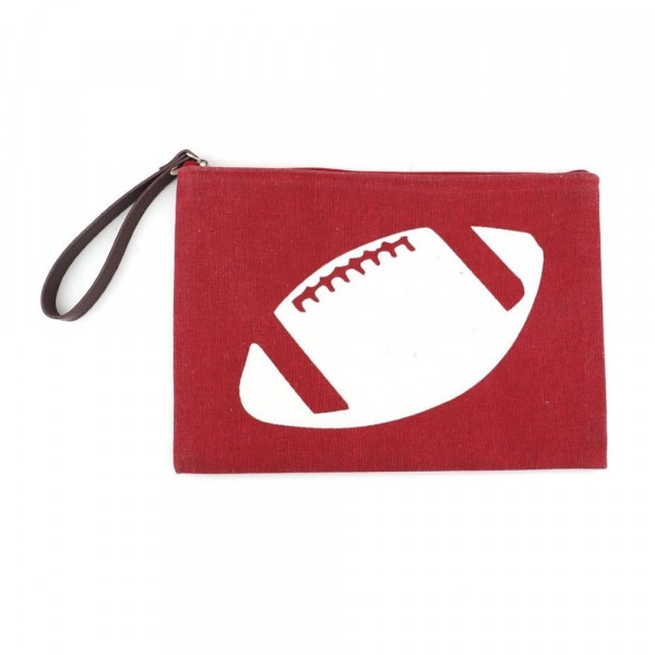 Wholesale football clutch wristlet lined inside pocket zipper closure Compositio