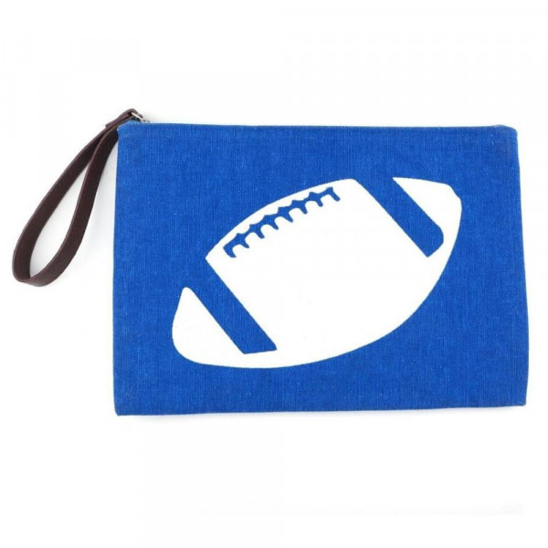 Wholesale football clutch wristlet lined inside pocket zipper closure Compositio