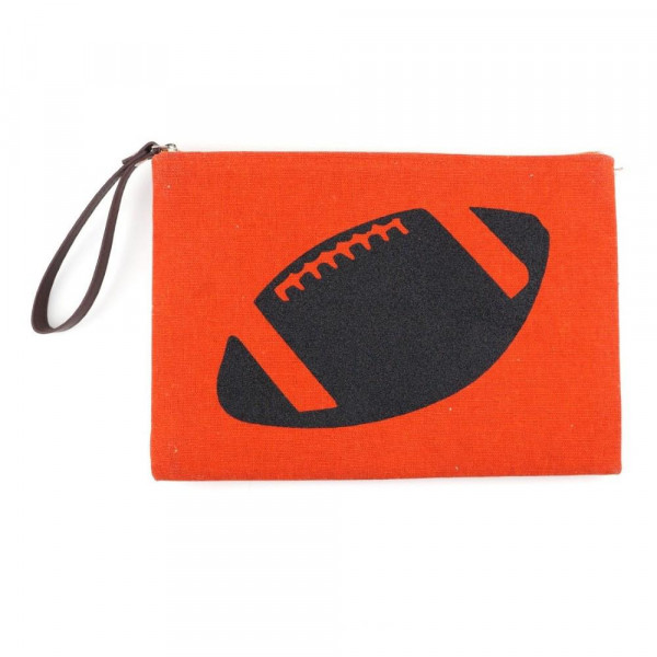 Wholesale football glitter clutch wristlet lined inside pocket zipper closure Co