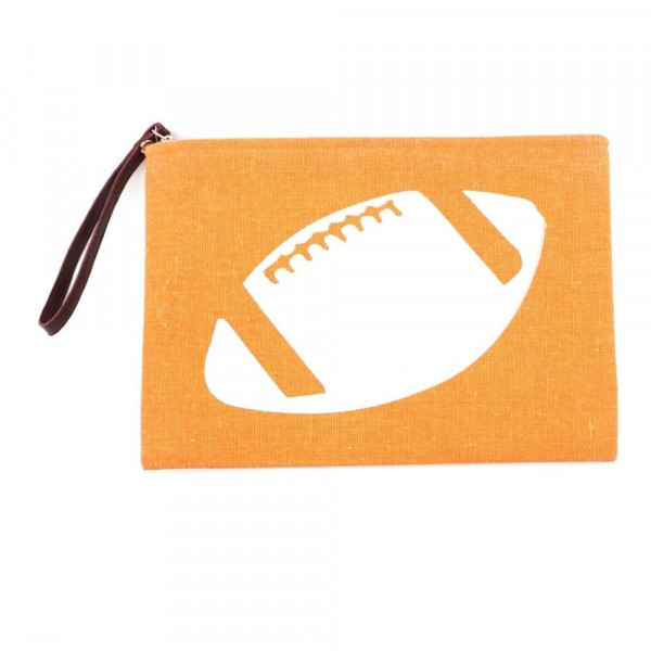 Wholesale football clutch wristlet lined inside pocket zipper closure Compositio