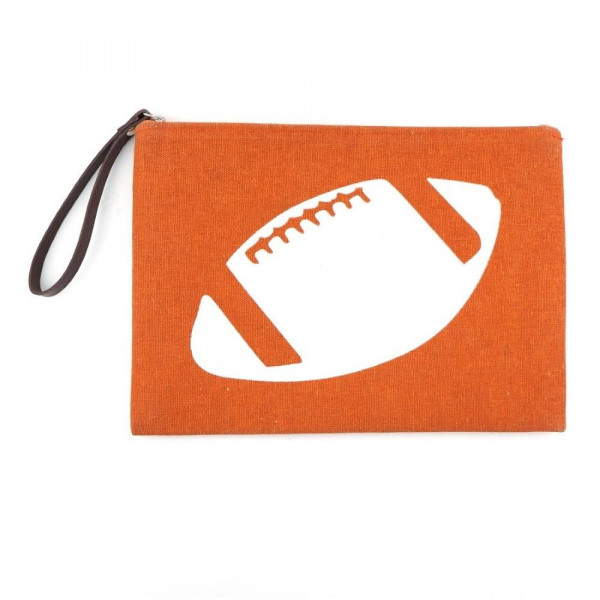 Wholesale football clutch wristlet lined inside pocket zipper closure Compositio