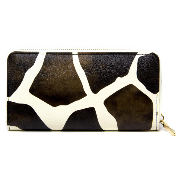 Wholesale faux leather giraffe print long wallet zipper coin pouch full bill car