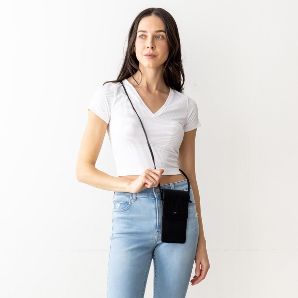 Wholesale faux Leather Cross Body Bag Inside Pocket Snap Closure Clear Back Pock