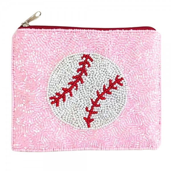 Wholesale beaded Baseball Coin Purse Zipper Closure L T Zipper Closure