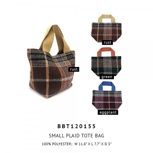 Do Everything in Love Plaid Knit Tote Handbag - 100% Polyester - Approximately 7" H x 12" W x 5" D - 5" Handles view 5