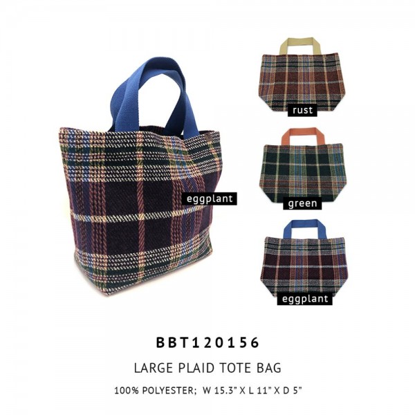 Do Everything in Love Plaid Knit Tote Handbag - 100% Polyester - Approximately 11" H x 15.5" x 5" D - 5" Handles view 5