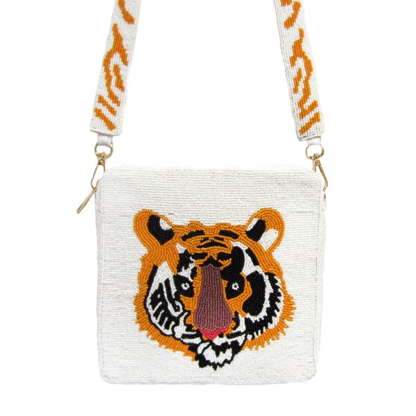 Wholesale beaded Tiger Handbag Matching Removable Tiger Stripe Beaded Strap Bag