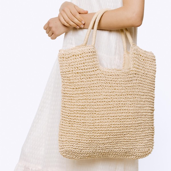 Large Straw Hobo Tote Bag With Twisted Straw Handles

- Zipper Closure
- Lined 
- One Internal Pocket
- 100% Paper
- Approximately 17" W x 12" H