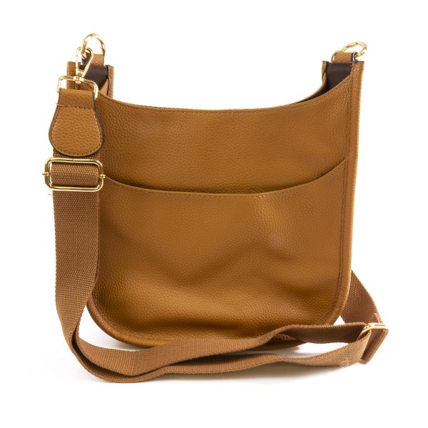 Solid Color Leather Handbag With Matching Strap

- Magnetic Closure
- One Outer Pocket
- Three Inner Pockets / One With Zipper Closure
- Adjustable and Removable Canvas Strap Approximately 14" - 23" Drop
- Approximately 10"T x 10"L x 2"W
- Material: Leather