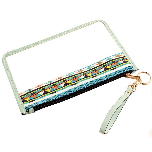 Wholesale clear Key Ring Wristlet Western L W Fully Zipped Closure Detachable Wr