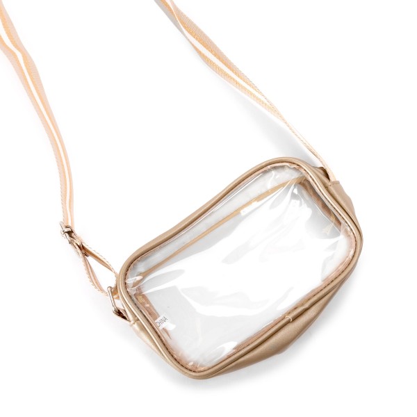 Wholesale clear PU Crossbody Bag Matching Metallic Strap Full Zipper Closure One