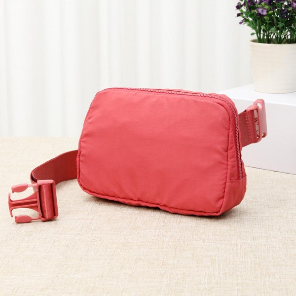 Cross Body Nylon Belt Bag

- Full Zip Closure
- Waterproof
- One Main Body Pocket With Two Inner Mesh Pockets
- Lined Zipper Pocket On Back Of Bag
- Matching Canvas Strap And Buckle (1.5" Wide)
- Adjustable Strap Approximately 20"-35" L
- Approximately 8.5"L X 5"T X 2.5"W