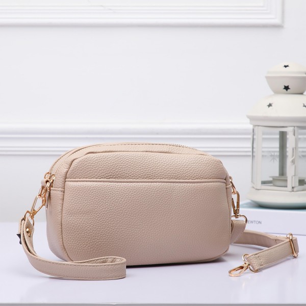 Faux Leather Double Zipper Crossbody Bag

- Two Zipper Main Body Pockets With One Internal Zipper Pocket
- Magnetic Closure Front Pocket
- Removable Wristlet Strap Included
- Removable / Adjustable Cross Body Strap
- Approximately 8" W X 5.25" T X 3" D
- Adjustable 28-48" L