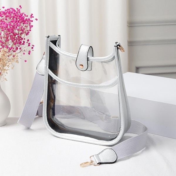 Wholesale clear PU Cross Body Bag Leather Walls Trim Snapping Leather Latch Clos