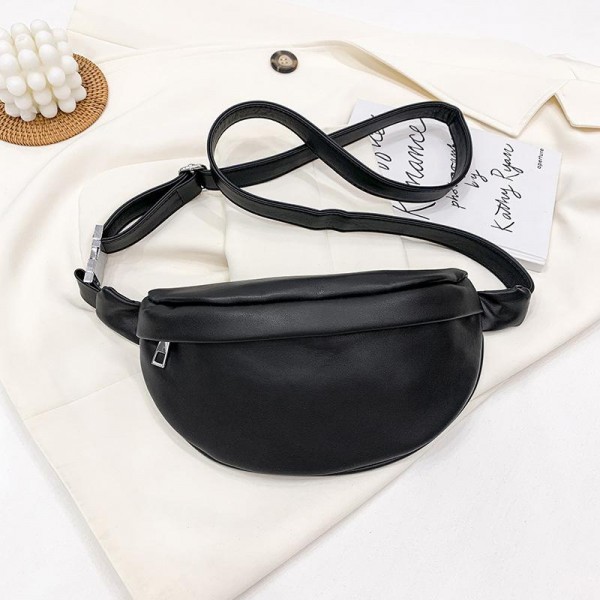 Faux Leather Simple Sling Bag

- Full Zip Closure
- External Back Zip Pocket
- Lined Pockets 
- Adjustable Faux Leather Strap Approx. 1" W
- Adjustable Strap 36" - 55" 
- 100% PU