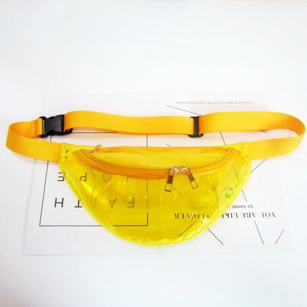 Wholesale transparent Waterproof PU Fanny Pack Full Zip Closure Two Pockets Adju