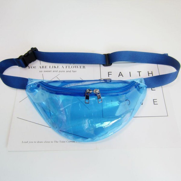 Wholesale transparent Waterproof PU Fanny Pack Full Zip Closure Two Pockets Adju