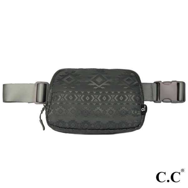 C.C BGS-3257
C.C South Western Pattern Fanny Pack Sling Bags

- Full Zipper Closure
- One Main Body Pocket W/ 1 Large Mesh & 2 Smaller Mesh Pockets
- Lined Zipper Pocket On Back Of Bag
- Canvas Strap (1.5" Wide)
- Approximately 8" W X 5" T
- Approximately 10-19" Drop