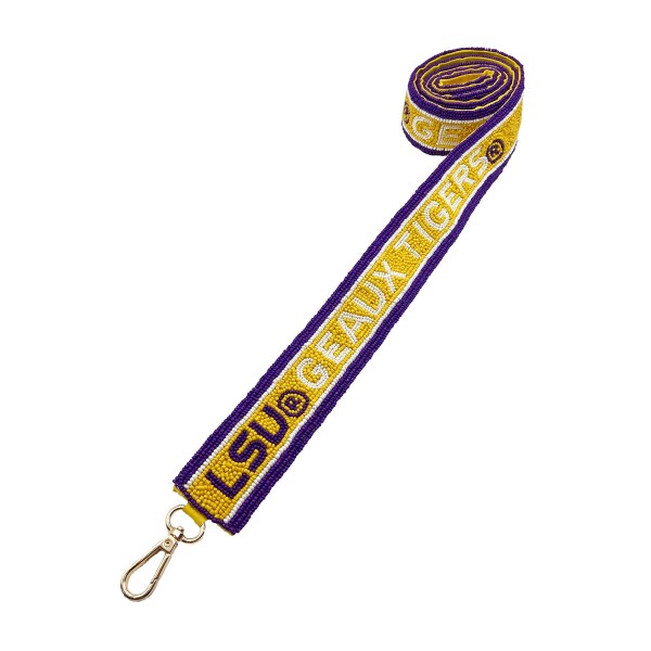 Wholesale officially Licensed LSU Geaux Tigers Seed Beaded R Purse Strap Lobster