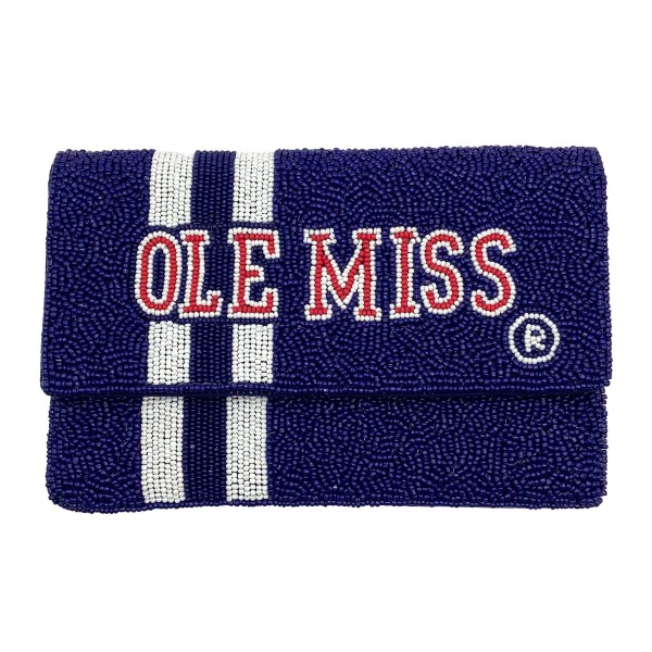 Wholesale officially Licensed Ole Miss R Seed Beaded Crossbody Clutch Cotton Mag