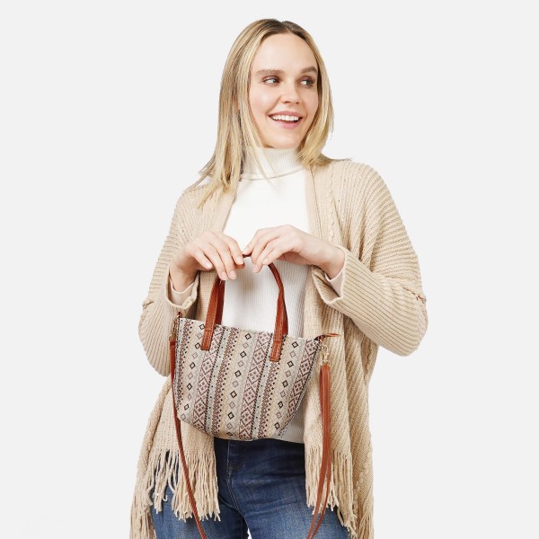 Wholesale western Diamond Print Crossbody Purse Full Zipper Closure Lined Body O