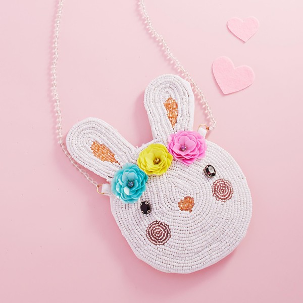 Wholesale children s Seed Beaded Easter Bunny Cross Body Magnetic Button Closure