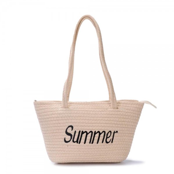 Braided Rope 'Summer' Tote Bag 

- Full Zipper Closure
- Approximately 14"W X 8"T X 2.5"D
- Strap Drop 10" L