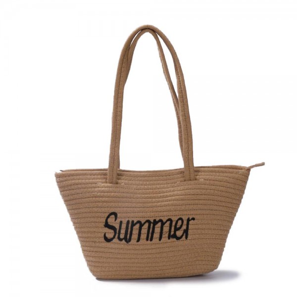 Wholesale braided Rope Summer Tote Bag Full Zipper Closure W T D Strap Drop L