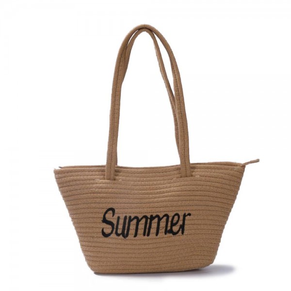 Wholesale braided Rope Summer Tote Bag Full Zipper Closure W T D Strap Drop L