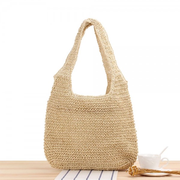 Woven Raffia Tote Bag 

- Lined Body 
- Full Zipper Closure
- Open Internal Pocket
- Approximately 12"T X 14" W 
- Strap Drop 12" L 
