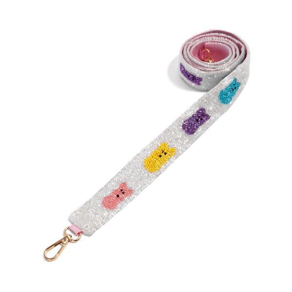 Colorful Bunny Seed Bead Bag Strap

- Lobster Claw Closure
- Approximately 47" L X 1.5" W