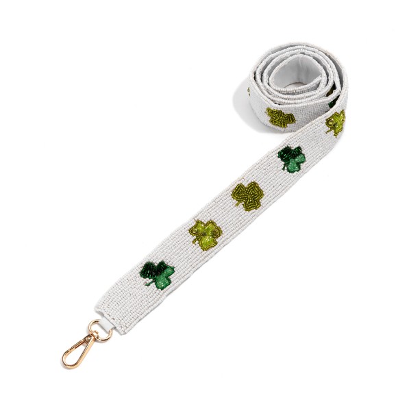 Shamrock Seed Bead Bag Strap

- Lobster Claw Closure
- Approximately 47" L X 1.5" W