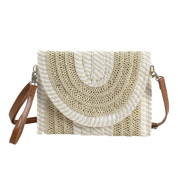 Mixed Stripe Straw Clutch Crossbody Bag

- Magnetic Closure
- Removable Wristlet & Cross Body Straps
- Body Approximately 11"W X 8.5" T 
- Strap Drop 14-26" L
- 100% Paper
